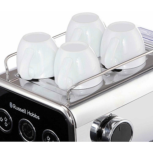 Кофеварка Russell Hobbs рожковая Distinctions 1.1л, молотая + чалды, черно-серебристый