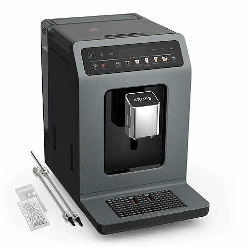 Кофемашина Krups Evidence Hot & Cold 2.3л, зерно, автомат.капучинатор, ОLED диспл, авторецептов - 18, серо - черный