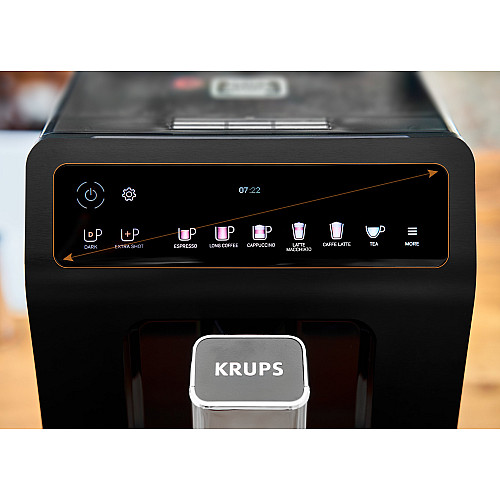 Кавомашина Krups Evidence Plus Titanium 2.3л, зерно, автомат.капучинатор, ОLED диспл, аторец. - 19, чорний