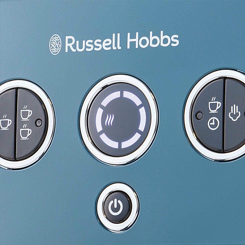 Кофеварка Russell Hobbs рожковая Distinctions Ocean 1.1л, молотая + чалды, сине-серебристый