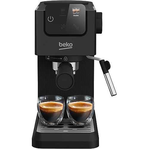 Кофеварка Beko рожковая 1.1л, молотая, ручной капучинатор, подогрев чашек, авторецептов - 2, дисплей, черный