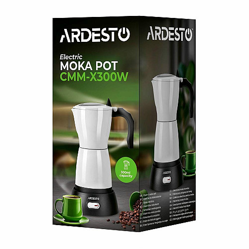 Кавоварка ARDESTO електрична гейзерна  0.3л, мелена, білий