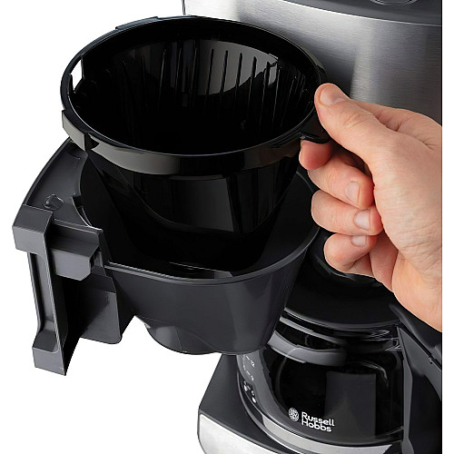Кавоварка Russell Hobbs крапельна Grind and Brew, 1.25л, мелена, LED-дисплей, чорно-метал