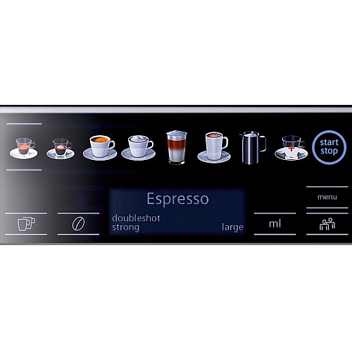 Кавомашина Siemens 1.7л, зерно + мелена, автомат.капучинатор, LED - дисплей, авторецептів - 8, чорно - срібний