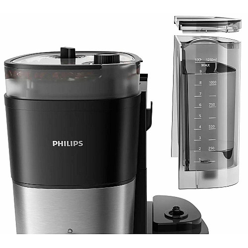 Кофеварка Philips капельная All-in-1 Brew 1.25л, зерно+молотая, дисплей, подогрев кофейника, кофемолка, черный