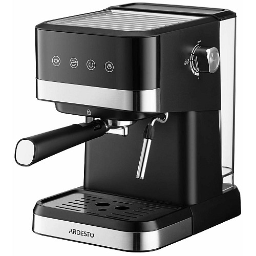 Кофеварка ARDESTO рожковая 1.5л, молотая, ручной капучинатор, сенсорное управление, черно-серебристый