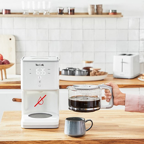 Кавоварка Tefal крапельна Sense 1.25л, мелена, LED-дисплей, сенсор.керування, білий