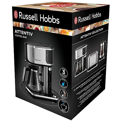 Кофеварка Russell Hobbs капельная Attentiv Coffee Bar 1.5л, молотая, LED-дисплей, черно-металл
