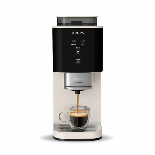 Кавомашина Krups Coffee Crush, 1.8л, зерно, ОLED дисплей, авторецептів - 2, метал, чорно-бежевий