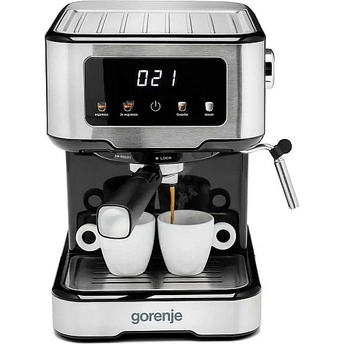 Кавоварка Gorenje ріжкова 1.5л, мелена, ручний капучинатор, нерж