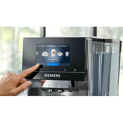 Кофемашина Siemens 2.4л, зерно+молотая, автомат.капучинатор, LED-дисплей, авторецептов - 20, черно-серебряный