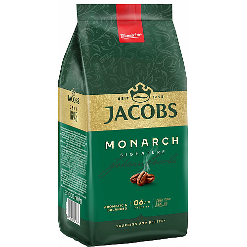 Кава Jacobs зерна, 1000г, Monarch, купаж арабіка/робуста