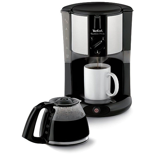 Кофеварка Tefal капельная Subito Mug 1.25л, молотая, черно-серебристый