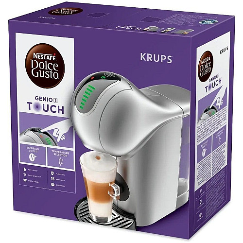 Кофеварка Krups капсульная Dolce Gusto Genio S Touch, 0.8л, капсулы, сенсорное управление, серебристый