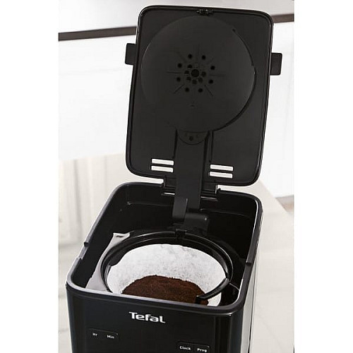 Кофеварка Tefal капельная Smart&light 1.25л, молотая, таймер включения, часы, черный