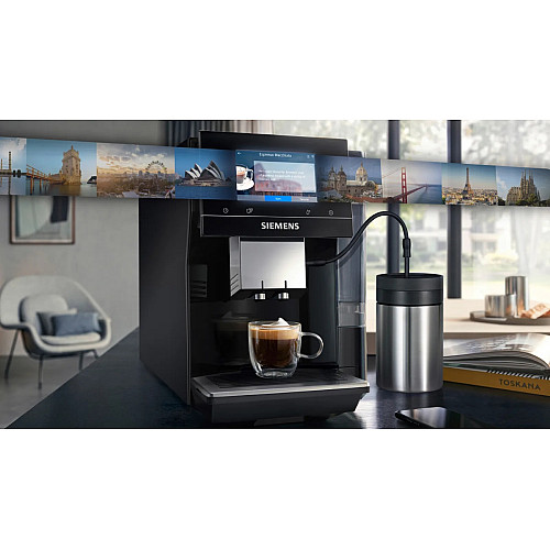 Кавомашина Siemens, 2.4л, зерно+мелена, автомат.капуч, LED-дисплей, авторецептів -19, чорний