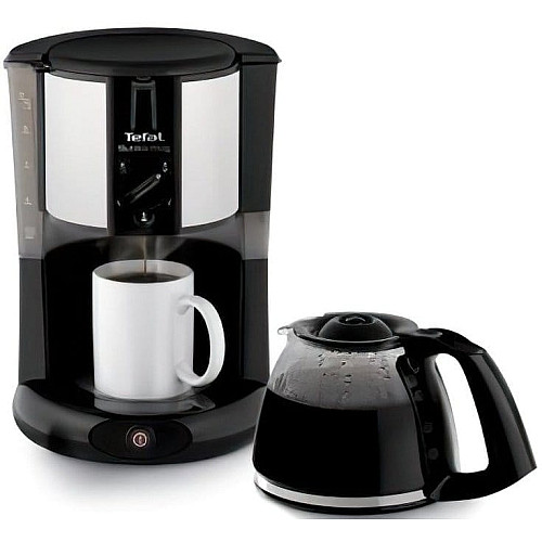 Кофеварка Tefal капельная Subito Mug 1.25л, молотая, черно-серебристый