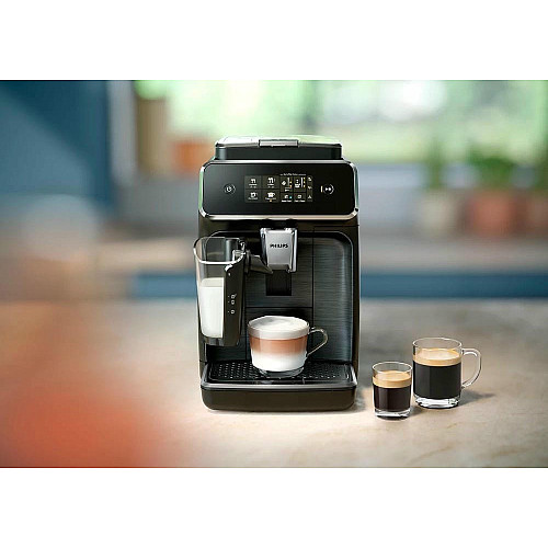 Кофемашина Philips Series 2300 LatteGo, 1.8л, зерно+молотая, автомат.капуч, дисплей, авторецептов -4, черный