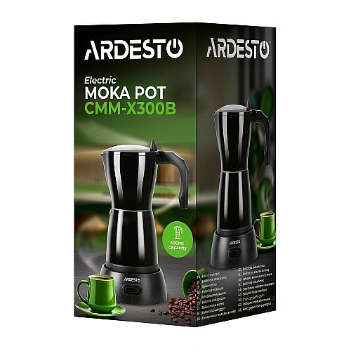 Кавоварка ARDESTO електрична гейзерна 0.3л, мелена, чорний