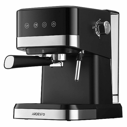 Кофеварка ARDESTO рожковая 1.5л, молотая, ручной капучинатор, сенсорное управление, черно-серебристый