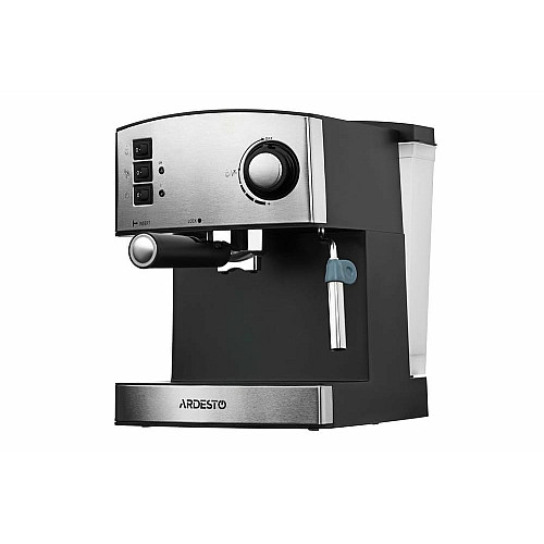 Кофеварка ARDESTO рожковая Steel Collection 1.6л, молотая, ручной капучинатор, серебристо-черный