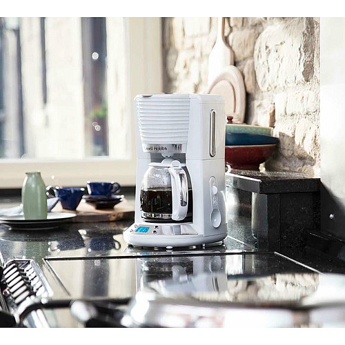 Кофеварка Russell Hobbs капельная Inspire 1,25л, молотая, 10 чашек, таймер выключения, белый