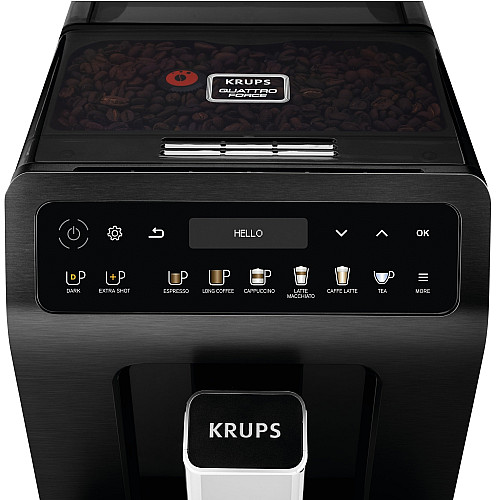 Кавомашина Krups Evidence Plus Titanium 2.3л, зерно, автомат.капучинатор, ОLED диспл, аторец. - 19, чорний