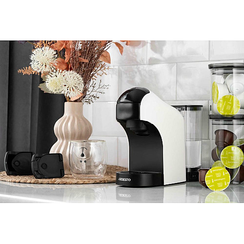Кофеварка ARDESTO 3в1, 0.9л, капсулы Nespresso, Nescafe Dolce Gusto, молотый кофе, сенсорное управление, белый
