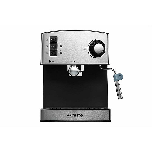 Кофеварка ARDESTO рожковая Steel Collection 1.6л, молотая, ручной капучинатор, серебристо-черный