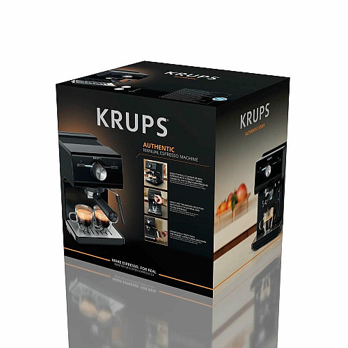 Кофеварка Krups рожковая Authentic C50 2л, молотая, ручной капучинатор, 15 бар, черный