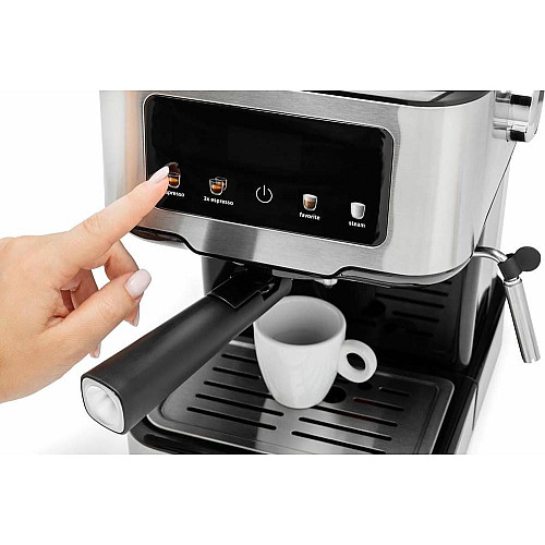 Кавоварка Gorenje ріжкова 1.5л, мелена, ручний капучинатор, нерж