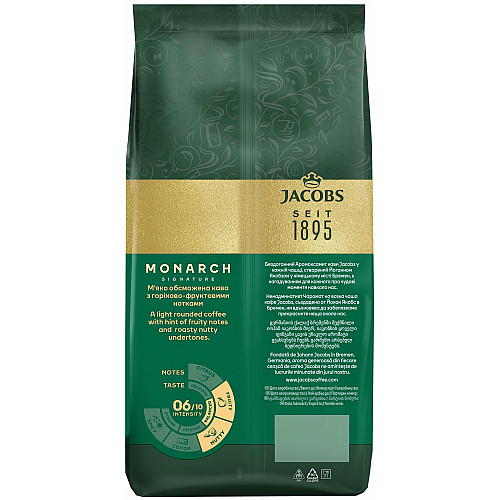 Кава Jacobs зерна, 1000г, Monarch, купаж арабіка/робуста