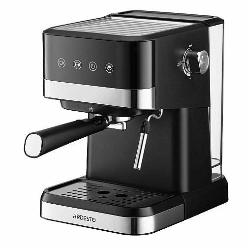 Кофеварка ARDESTO рожковая 1.5л, молотая, ручной капучинатор, сенсорное управление, черно-серебристый