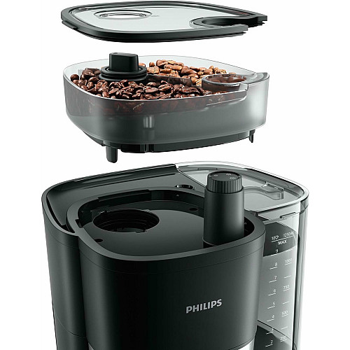 Кофеварка Philips капельная All-in-1 Brew 1.25л, зерно+молотая, дисплей, подогрев кофейника, кофемолка, черный