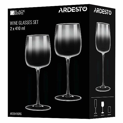 Набір келихів для вина ARDESTO Black Mars Mira 410мл, 2шт, скло, сірий