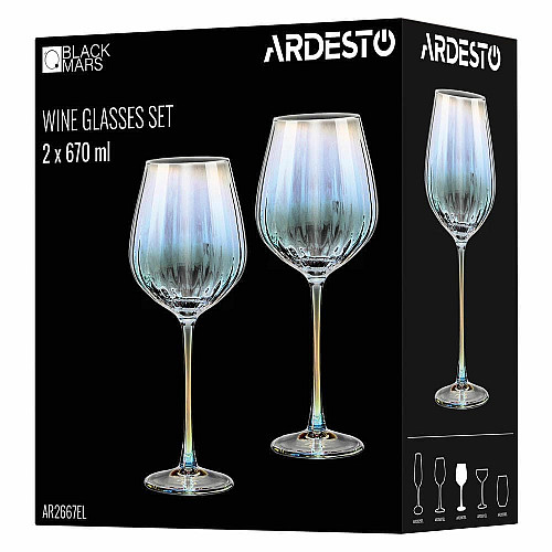 Набор бокалов для вина ARDESTO Black Mars Zenith 670мл, 2шт, стекло, прозрачный