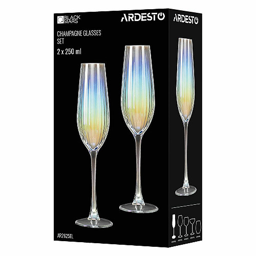 Набор бокалов для шампанского ARDESTO Black Mars Zenith 250мл, 2шт, стекло, прозрачный