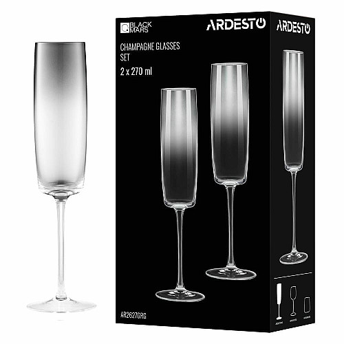Набор бокалов для шампанского ARDESTO Black Mars Mira 270мл, 2шт, стекло, серый
