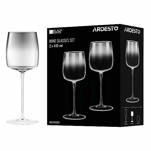 Набір келихів для вина ARDESTO Black Mars Mira 410мл, 2шт, скло, сірий