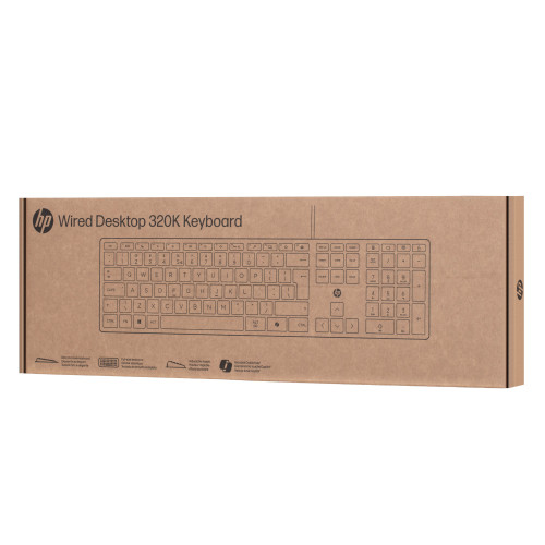 Клавіатура мембранна HP 320K, 109key, USB-A, EN/UK, чорний