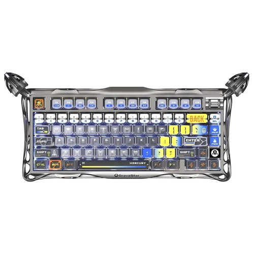 Клавіатура механічна GravaStar Mercury K1 Pro 80keys, GravaStar x Kailh Speedy Mint, BT/WL/USB, RGB, Interstellar Silver