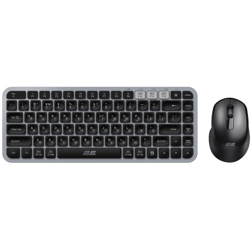 Комплект клавіатура та миша 2E MK430 WL/BT, EN/UK, сіро-чорний