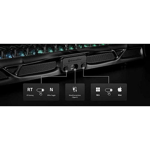 Клавиатура механическая GravaStar Mercury V75 80keys, Magnetic Jade Pro, 8K, USB-A, RGB, Stealth Black