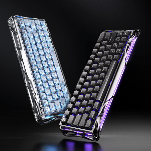 Клавіатура магнітна GravaStar Mercury V60 Pro 60keys, GravaStar Blackcore, USB-A, 8k, RGB, Chrome Silver