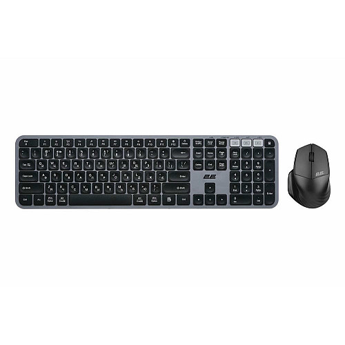 Комплект клавіатура та миша 2E MK440 WL/BT, EN/UK, сіро-чорний
