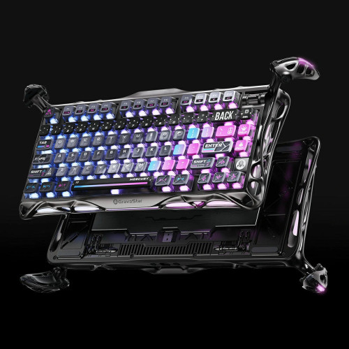 Клавіатура механічна GravaStar Mercury K1 Pro 80keys, GravaStar x Kailh Speedy Mint, BT/WL/USB, cyberpunk