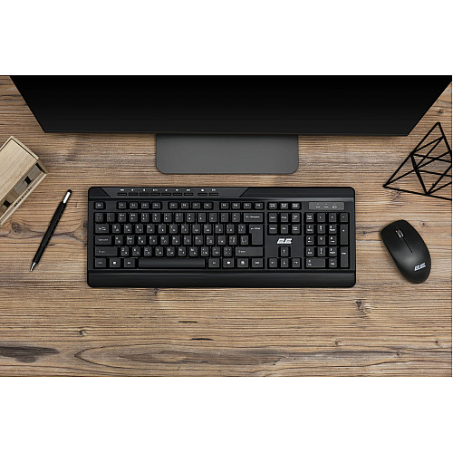 Комплект клавіатура та миша 2E MK410 WL, EN/UK/RU, чорний