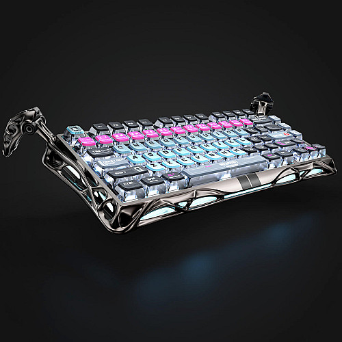 Клавіатура механічна GravaStar Mercury V75 Pro 80keys, Magnetic Jade Gaming, 8K, USB-A, RGB, Cyberpunk