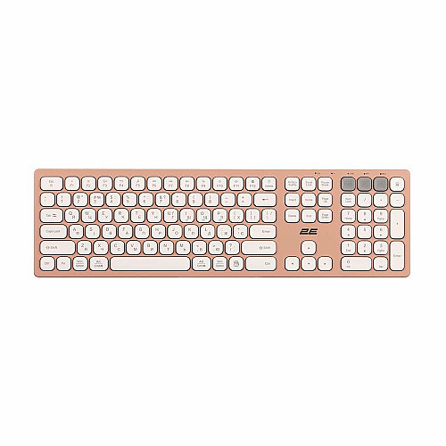 Клавіатура ножнична 2E KS270 109key, WL/BT, EN/UK, рожево-білий