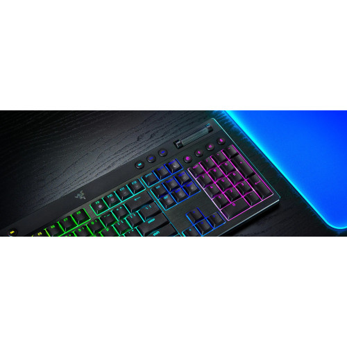Клавіатура механічна Razer BlackWidow V4 Low-profile HyperSpeed, 104key, Green Switch, USB-A/WL/BT, EN, RGB, чорний